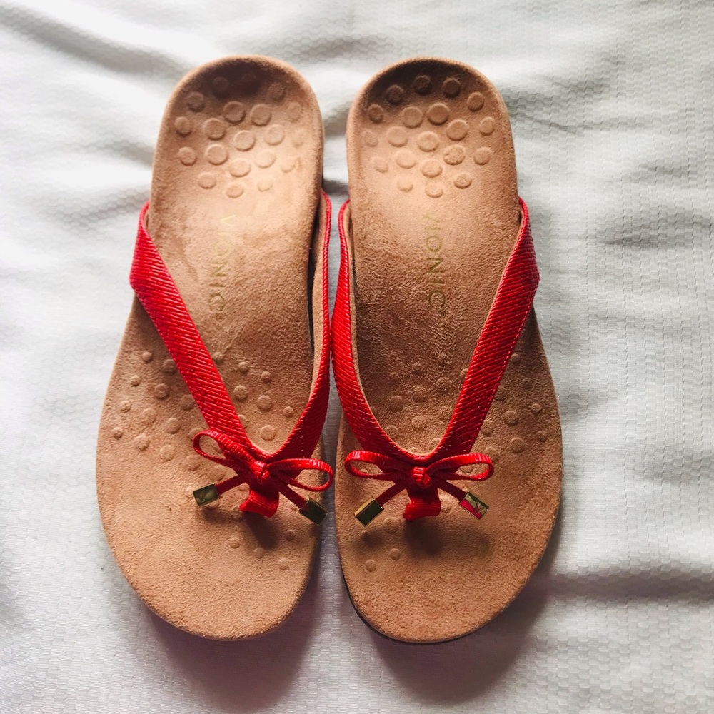 Vionic Red and Tan Sandals - Picture 3 of 7